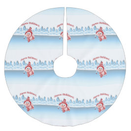 Gute Ferien! Winterschwein Polyester Weihnachtsbaumdecke