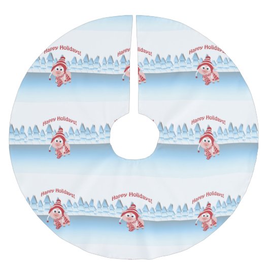 Gute Ferien! Winterschwein Polyester Weihnachtsbaumdecke (Vorderseite)