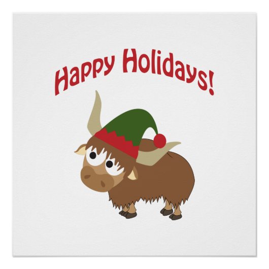 Gute Ferien! Yak Christmas Elf Poster (Vorderseite)