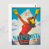 Gute Frau im Aostatal, Italien. Vintage Postkarte (Vorne/Hinten)