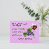 Gute Freunde, guter Wein Postkarte (Stehend Vorderseite)