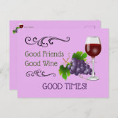 Gute Freunde, guter Wein Postkarte (Vorne/Hinten)