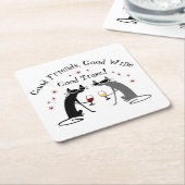 Gute Freunde gutes Times Weinangebot mit Katzen Rechteckiger Pappuntersetzer (angewinkelt)
