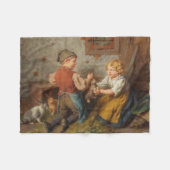 Gute Freunde (junge Jungen, die mit Hasen spielen Fleecedecke (Vorderseite (Horizontal))