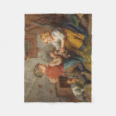 Gute Freunde (junge Jungen, die mit Hasen spielen Fleecedecke (Vorderseite)