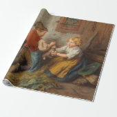 Gute Freunde (junge Jungen, die mit Hasen spielen Geschenkpapier (Ungerollt)