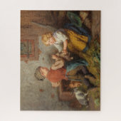 Gute Freunde (junge Jungen, die mit Hasen spielen Puzzle (Vertikal)