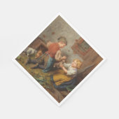 Gute Freunde (junge Jungen, die mit Hasen spielen Serviette (Ecke)