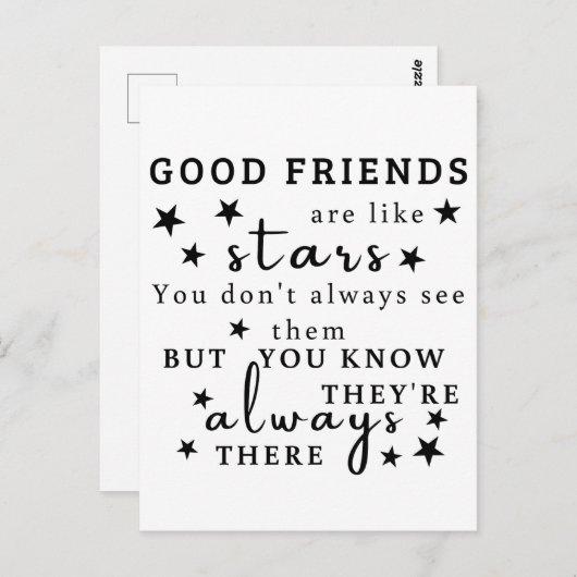 Gute Freunde sind wie Sterne: Freundschaftsangebot Postkarte (Vorne/Hinten)
