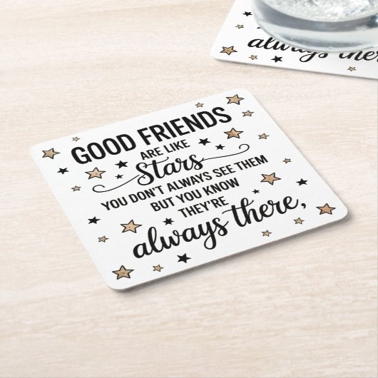Gute Freunde sind wie Sterne Inspiration Zitat Rechteckiger Pappuntersetzer (angewinkelt)