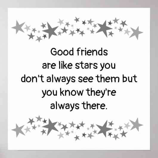 Gute Freunde sind wie Sterne Minimalistisch Modern Poster (Vorne)