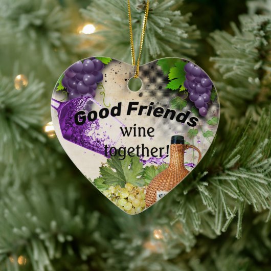 Gute Freunde Wein zusammen Keramik Ornament (Baum)