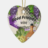 Gute Freunde Wein zusammen Keramik Ornament (Links)