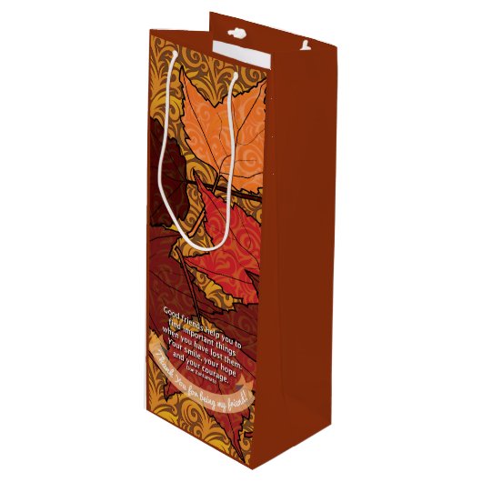 Gute Freunde zitieren Geschenktüte Für Weinflaschen (Vorderseite Schrägansicht)