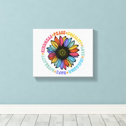 Güte Frieden Gleichheit Liebe Hoffnung Diversity M Leinwanddruck (Insitu (Holzboden))