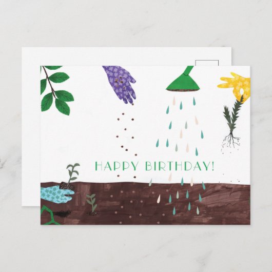 Gute Gartensaison | Gardener Happy Birthday Postkarte (Vorne/Hinten)