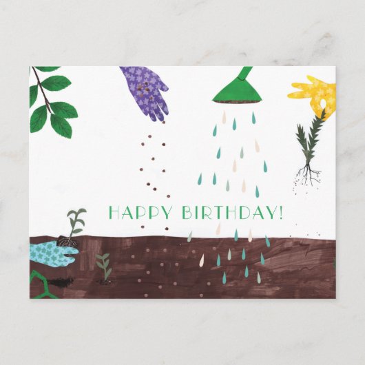 Gute Gartensaison | Gardener Happy Birthday Postkarte (Vorderseite)