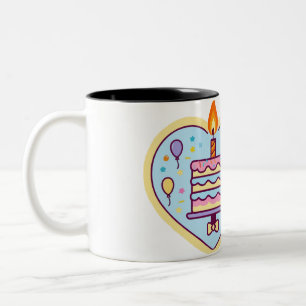Gute Geburtstags-Tasse mit Cake & Candle Design Zweifarbige Tasse