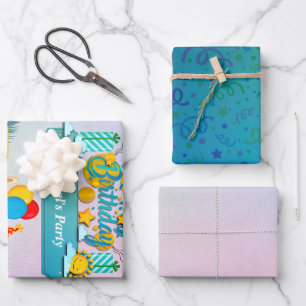 Gute Geburtstagskurse mit Niedlichen Tieren Geschenkpapier Set