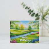 Gute Geburtstagslandschaft, Fluss Postkarte (Stehend Vorderseite)