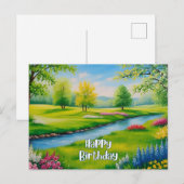 Gute Geburtstagslandschaft, Fluss Postkarte (Vorne/Hinten)