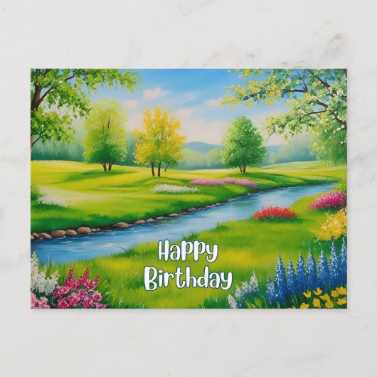 Gute Geburtstagslandschaft, Fluss Postkarte (Vorderseite)