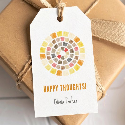 Gute Gedanken mit Aquarellkacheln Geschenkanhänger