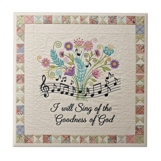 Güte Gottes gesteppter floraler Musik Fliese (Vorderseite)