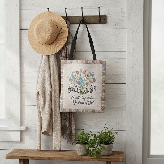 Güte Gottes gesteppter floraler Musik Tasche