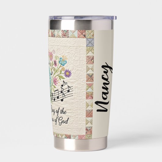Güte Gottes gestepptes Design personalisiert Thermobecher (Links)
