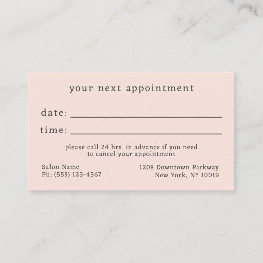 Gute Haare einfache Logo nächste Ernennung Visitenkarte (Rückseite)