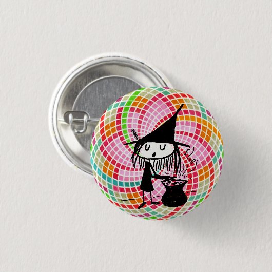 gute Hexe mit heiligem Geometrieknopf Button (Vorne & Hinten)