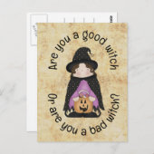 Gute Hexe oder schlechte Hexe? Kids Halloween Postkarte (Vorne/Hinten)