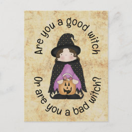 Gute Hexe oder schlechte Hexe? Kids Halloween Postkarte
