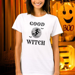 Gute Hexe Schwarz-Weiß Damen Halloween T-Shirt