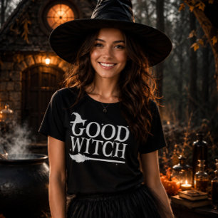 Gute Hexe Weiße Typografie Damen Halloween T-Shirt