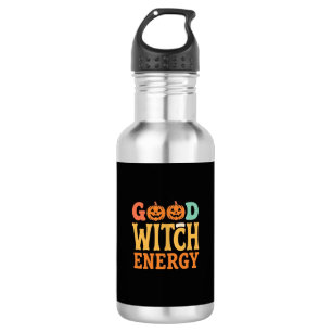 Gute Hexen Energie Halloween Kürbis Design_1 Edelstahlflasche
