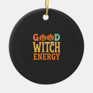 Gute Hexen Energie Halloween Kürbis Design_1 Keramik Ornament