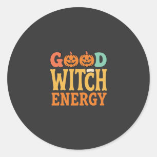 Gute Hexen Energie Halloween Kürbis Design_1 Runder Aufkleber