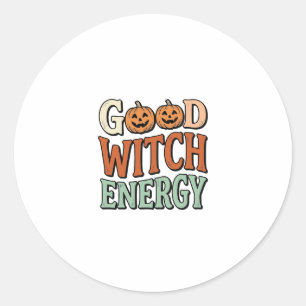 Gute Hexen Energie Vintage Halloween Vektor Design Runder Aufkleber