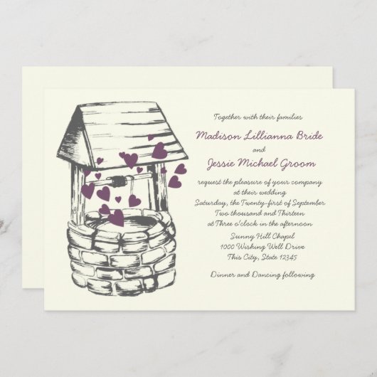 Gute Hochzeitsherzen Einladung (Vorne/Hinten)