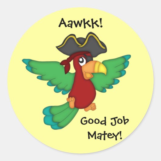 Gute Job Matey! Pirate Parrot! Runder Aufkleber (Vorderseite)