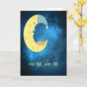 Gute Karte für kranke Kinder mit Katze & Mond (Gelbe Blume)