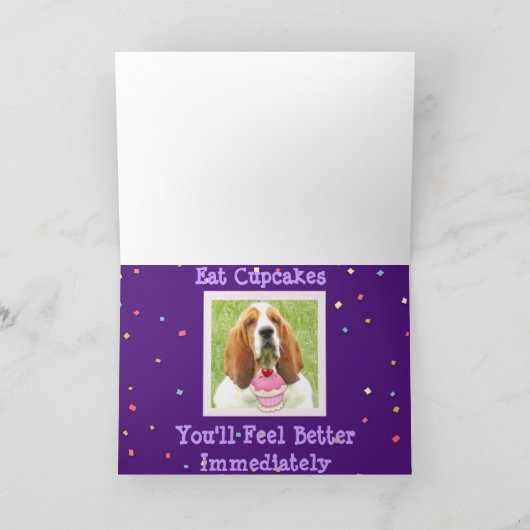 Gute Karte mit Basset Hound und Cupcakes (Innenseite)