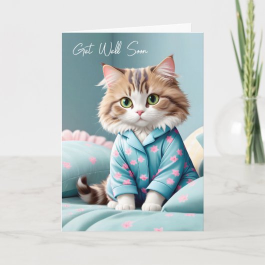Gute Katze in Pajamas Karte (Vorderseite)