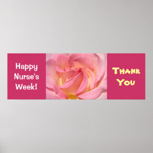 Gute Krankenwoche! Banner Poster Pink Rose Danke