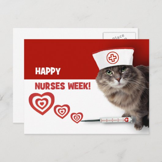 Gute Krankenwoche. Funny Kitty Postkarte (Vorne/Hinten)