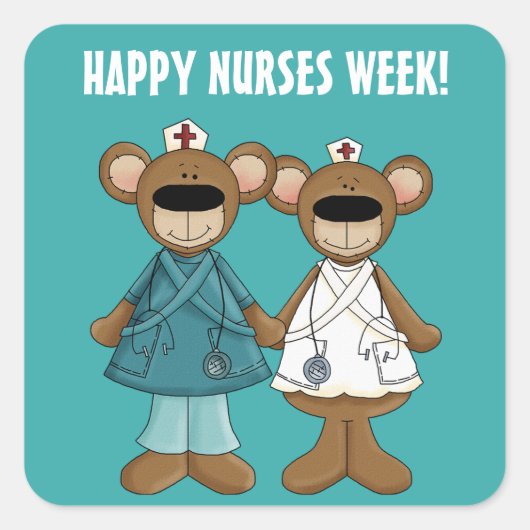 Gute Krankenwoche. Niedliche Teddy Bears Quadratischer Aufkleber (Vorderseite)