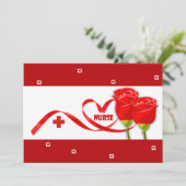 Gute Krankenwoche. Rote Rosen Karte (Stehend Vorderseite)