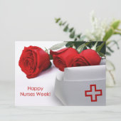 Gute Krankenwoche. Rote Rosen- und Krankenversiche Einladung (Stehend Vorderseite)